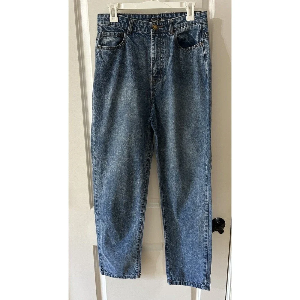 Nasty Gal Women’s Size 8 Acid Washed High Waisted Mom Jeans Y2K